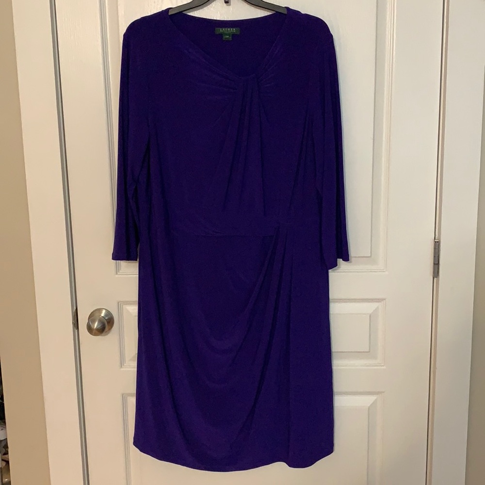 Ralph Lauren Purple Dress with Neck Detail